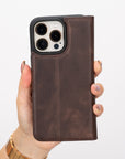 iphone 15 pro max ravenna leather wallet phone case coffee brown 07
