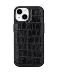 iphone 15 lucca leather phone case black crocodile 02
