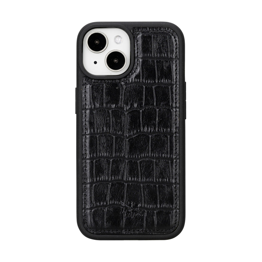 iphone 15 lucca leather phone case black crocodile 02