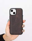 iphone 15 lucca leather phone case coffee brown 06