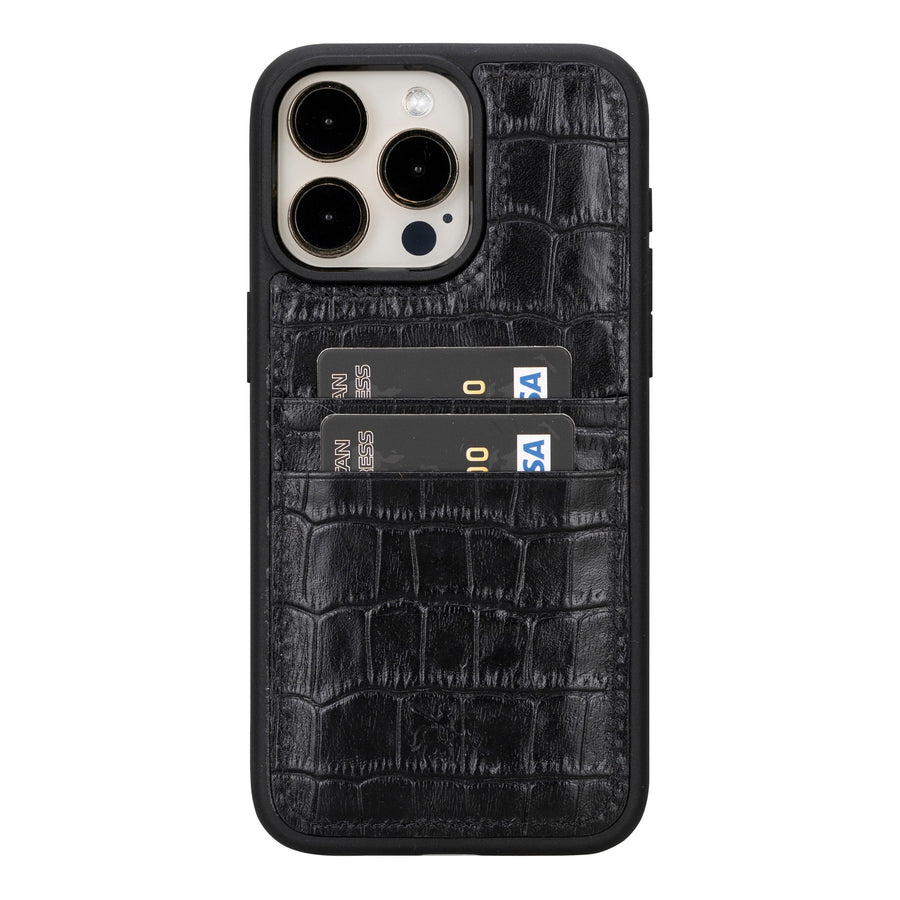 iphone 15 pro max capri leather phone case black crocodile 03