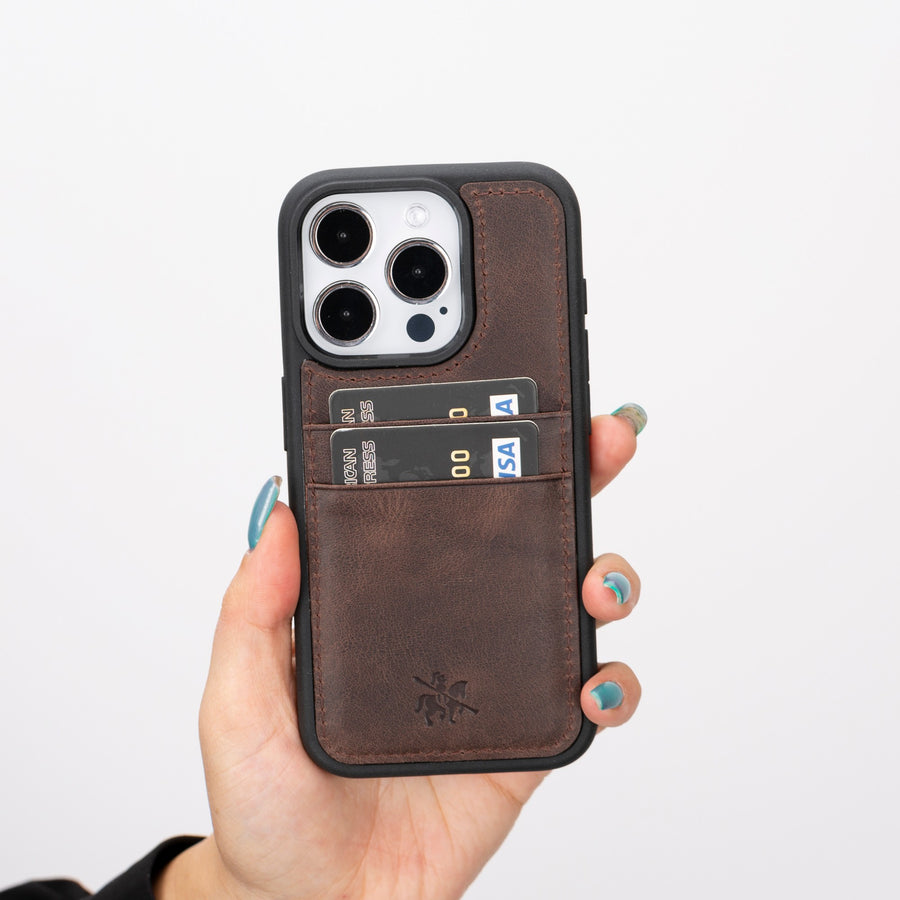 iphone 15 pro capri leather phone case coffee brown 08