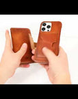 iphone 15 florence leather wallet phone case antique brown 