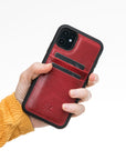 Luxury Red Leather iPhone 11 Back Cover Case with Card Holder - Venito – 2