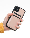 Luxury Pink Leather iPhone 11 Back Cover Case with Card Holder - Venito – 2