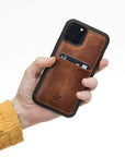 Luxury Brown Leather iPhone 11 Pro Back Cover Case with Card Holder - Venito – 2