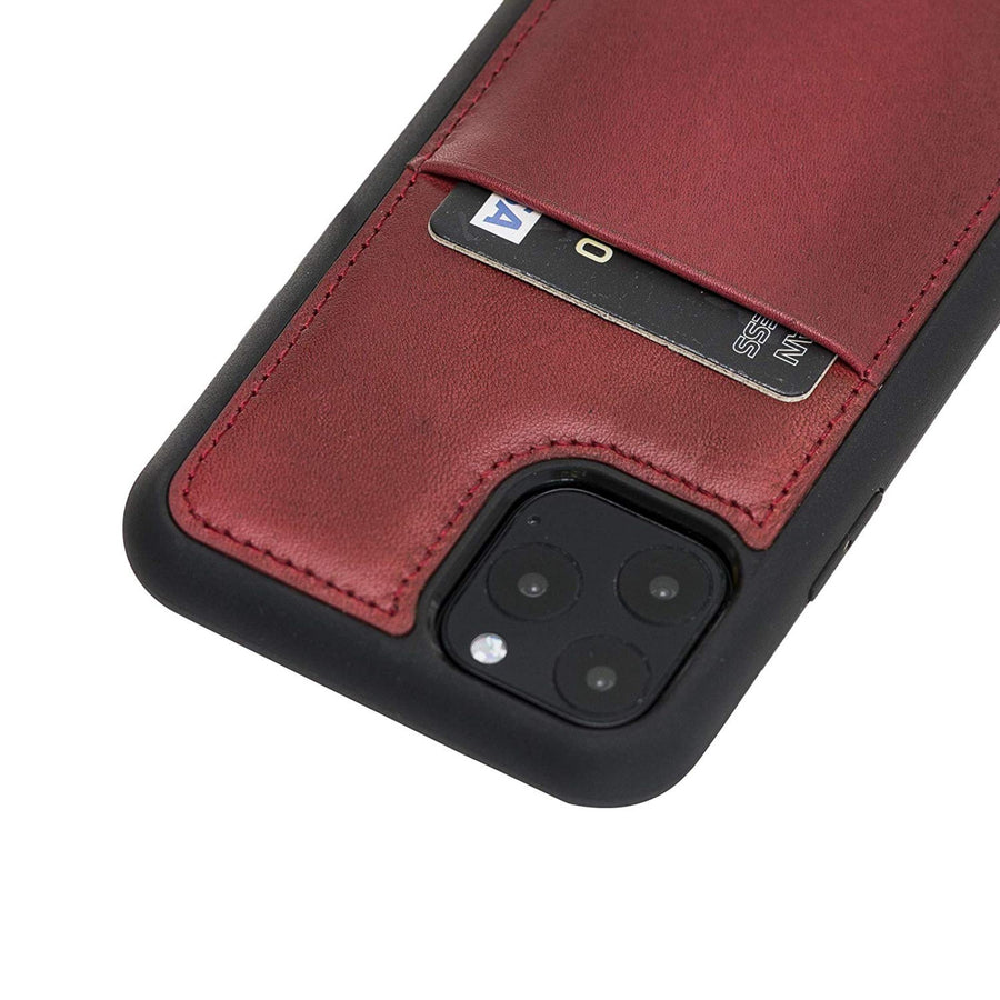 Luxury Red Leather iPhone 11 Pro Back Cover Case with Card Holder - Venito – 3
