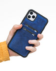 Luxury Blue Leather iPhone 11 Pro Max Back Cover Case with Card Holder - Venito – 2