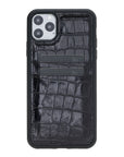 Luxury Black Crocodile Leather iPhone 11 Pro Max Back Cover Case with Card Holder - Venito – 1