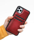 Luxury Red Leather iPhone 11 Pro Max Back Cover Case with Card Holder - Venito – 2