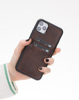 Luxury Dark Brown Leather iPhone 11 Pro Max Back Cover Case with Card Holder - Venito – 2