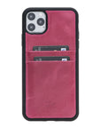 Luxury Rose Pink Leather iPhone 11 Pro Max Back Cover Case with Card Holder - Venito – 1