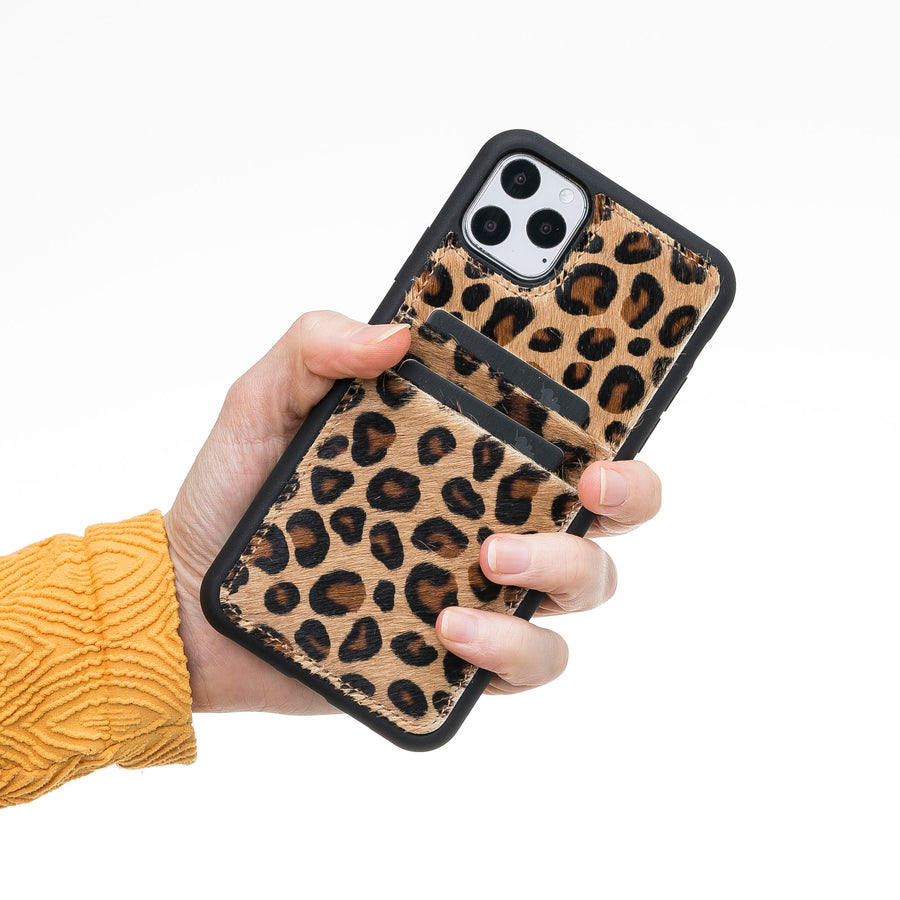 Luxury Leopard Leather iPhone 11 Pro Max Back Cover Case with Card Holder - Venito – 2