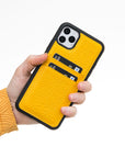 Luxury Yellow Leather iPhone 11 Pro Max Back Cover Case with Card Holder - Venito – 2