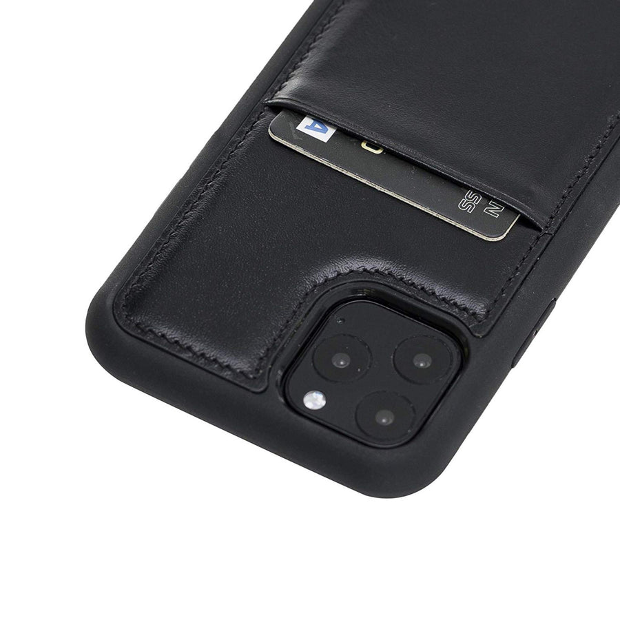 Luxury Black Leather iPhone 11 Pro Back Cover Case with Card Holder - Venito – 3