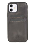 Luxury Gray Leather iPhone 12 Back Cover Case with Card Holder - Venito – 1
