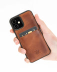 Luxury Brown Leather iPhone 12 Mini Back Cover Case with Card Holder - Venito – 2 Cover Case with Card Holder - Venito – 1