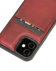 Luxury Red Leather iPhone 12 Mini Back Cover Case with Card Holder - Venito – 3