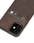 Luxury Dark Brown Leather iPhone 12 Mini Back Cover Case with Card Holder - Venito – 3