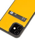 Luxury Yellow Leather iPhone 12 Mini Back Cover Case with Card Holder - Venito – 3