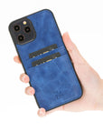 Luxury Blue Leather iPhone 12 Pro Back Cover Case with Card Holder - Venito – 2