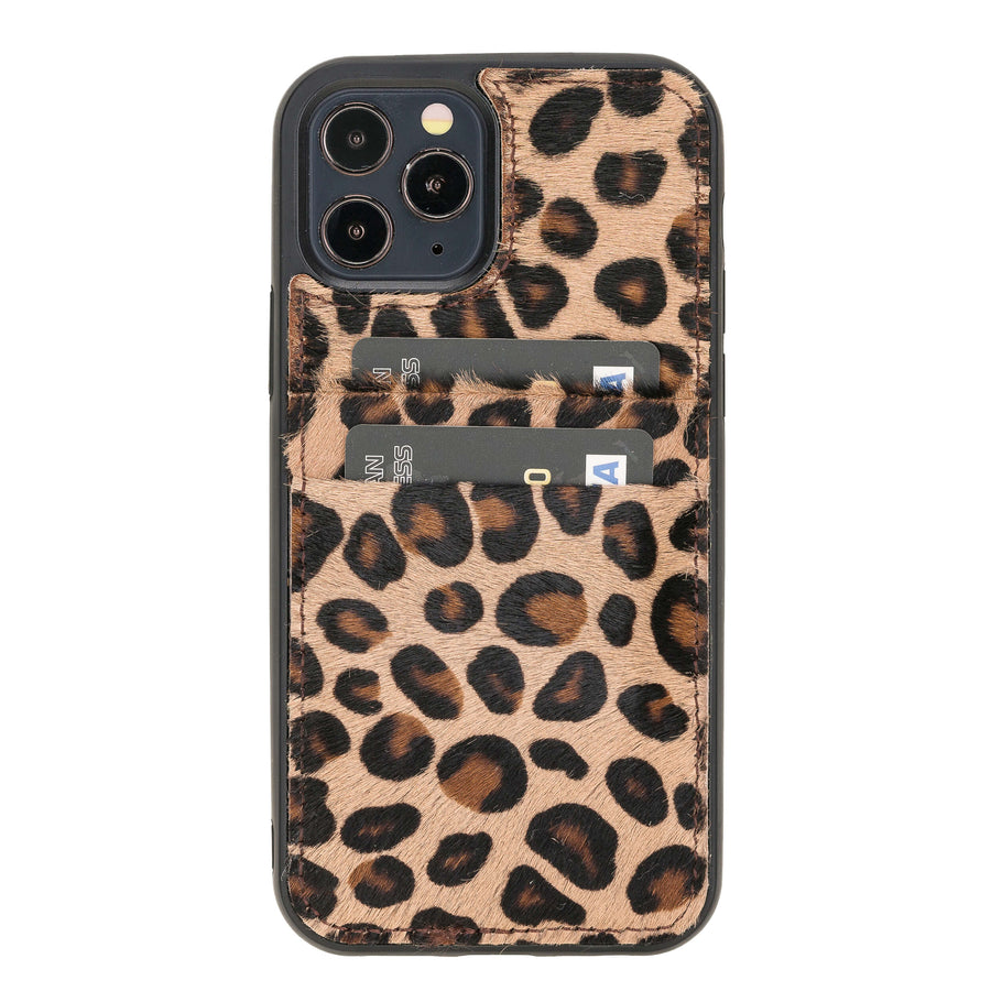 Luxury Leopard Leather iPhone 12 Pro Back Cover Case with Card Holder - Venito – 1