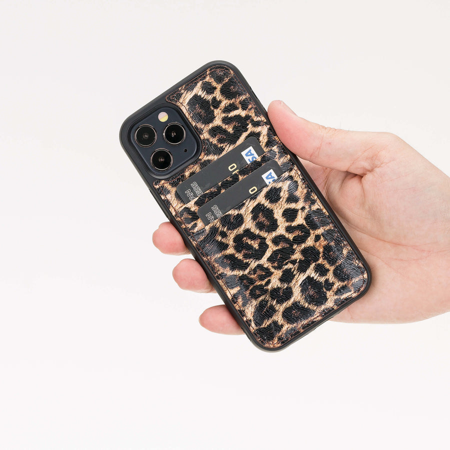 Luxury Leopard Print Leather iPhone 12 Pro Back Cover Case with Card Holder - Venito – 2