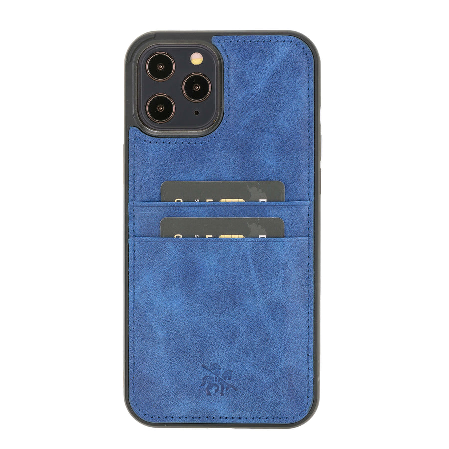 Luxury Blue Leather iPhone 12 Pro Max Back Cover Case with Card Holder - Venito – 1