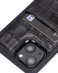 Luxury Black Crocodile Leather iPhone 13 Mini Back Cover Case with Card Holder - Venito – 6