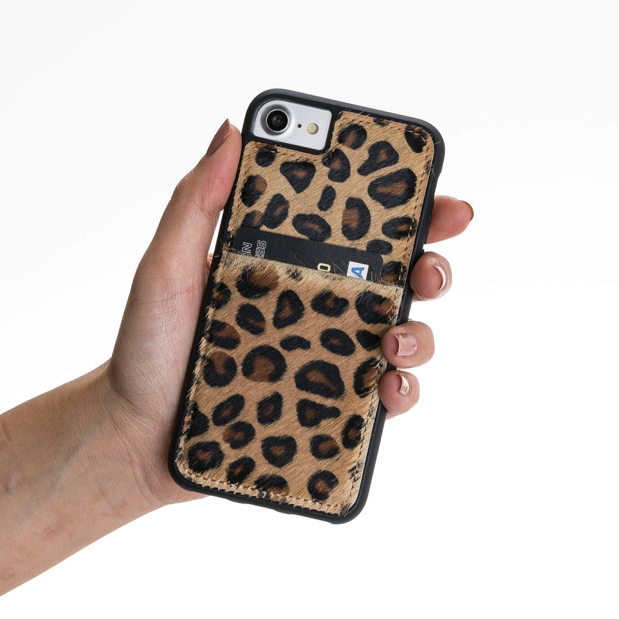 Luxury Leopard Leather iPhone 7 Back Cover Case with Card Holder - Venito – 2
