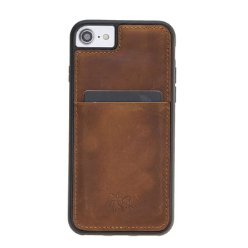 Luxury Brown Leather iPhone 8 Back Cover Case with Card Holder - Venito – 1