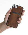 Luxury Brown Leather iPhone 8 Back Cover Case with Card Holder - Venito – 2