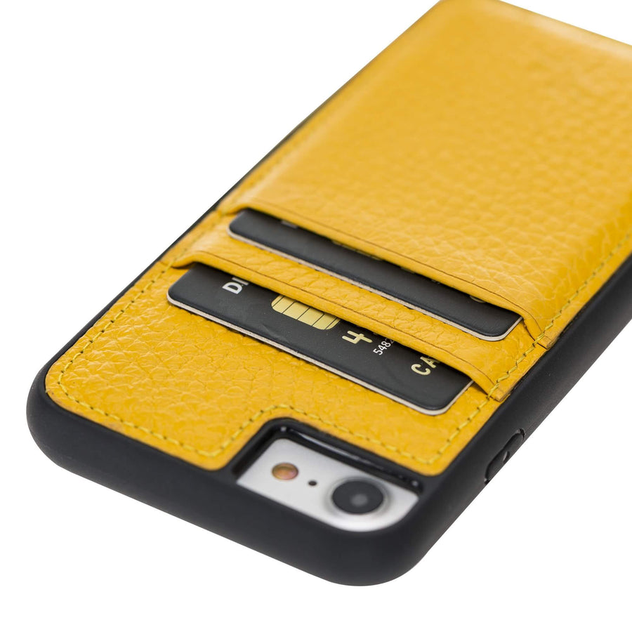 Luxury Yellow Leather iPhone 8 Back Cover Case with Card Holder - Venito – 3