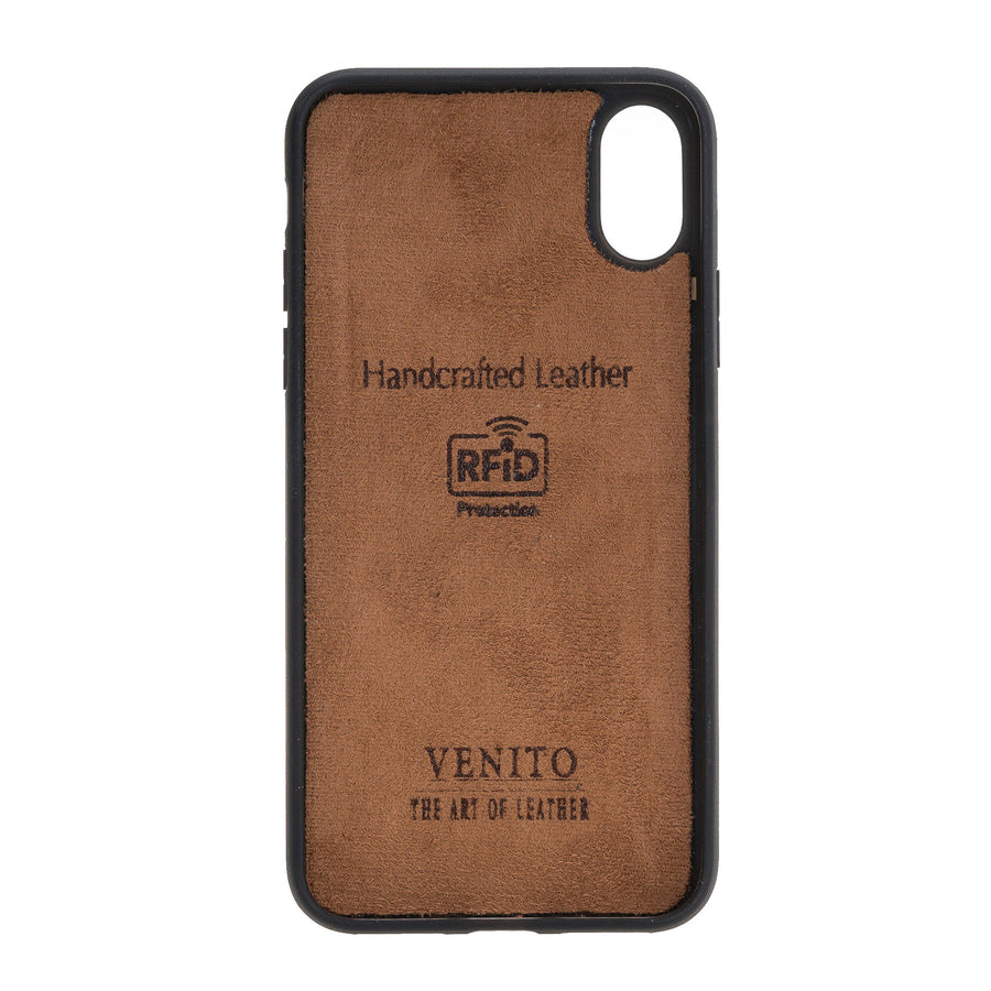 Luxury Brown Leather iPhone X Back Cover Case with Card Holder - Venito – 4