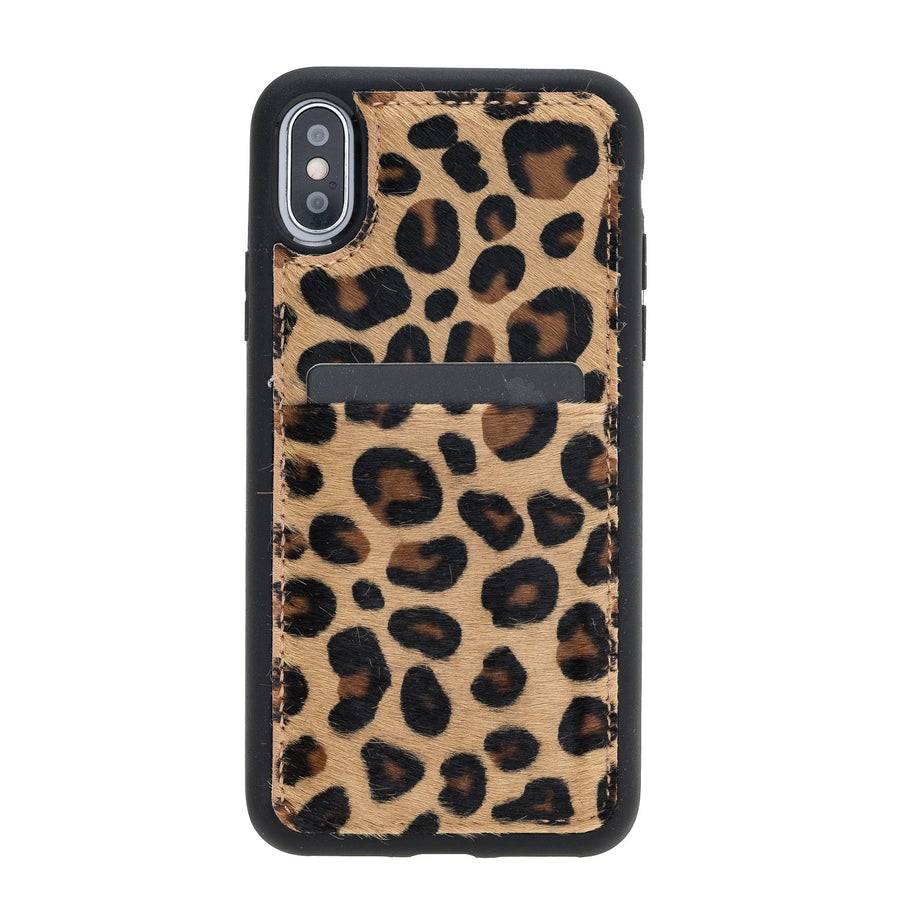 Luxury Leopard Leather iPhone X Back Cover Case with Card Holder - Venito – 1
