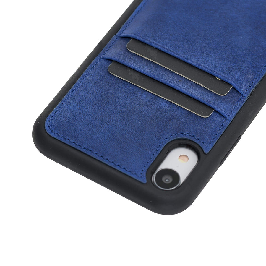 Luxury Blue Leather iPhone XR Back Cover Case with Card Holder - Venito – 3