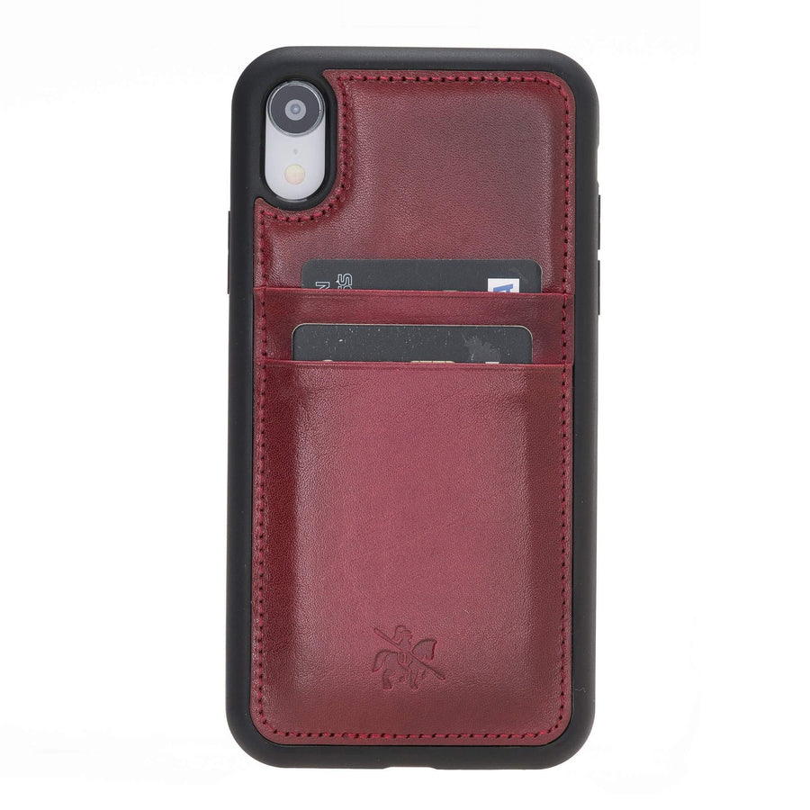 Luxury Red Leather iPhone XR Back Cover Case with Card Holder - Venito – 1
