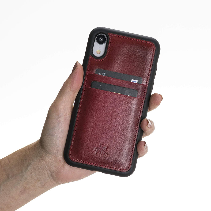 Luxury Red Leather iPhone XR Back Cover Case with Card Holder - Venito – 2