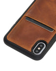 Luxury Brown Leather iPhone XS Back Cover Case with Card Holder - Venito – 3