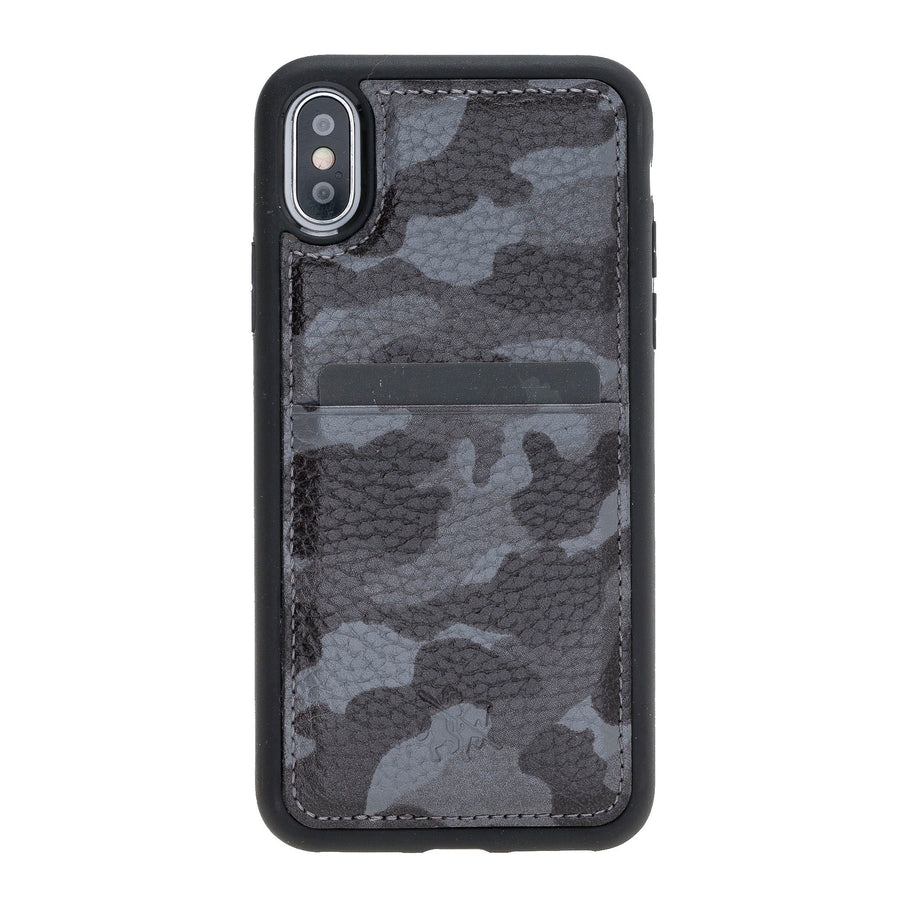 Luxury Camouflage Leather iPhone XS Back Cover Case with Card Holder - Venito – 1