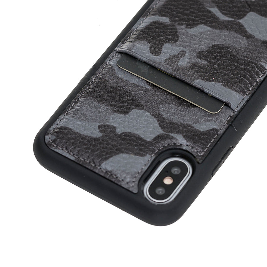 Luxury Camouflage Leather iPhone XS Back Cover Case with Card Holder - Venito – 2