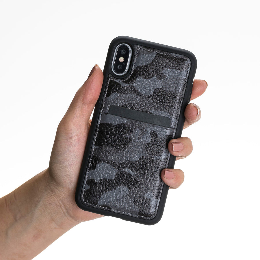 Luxury Camouflage Leather iPhone XS Back Cover Case with Card Holder - Venito – 3