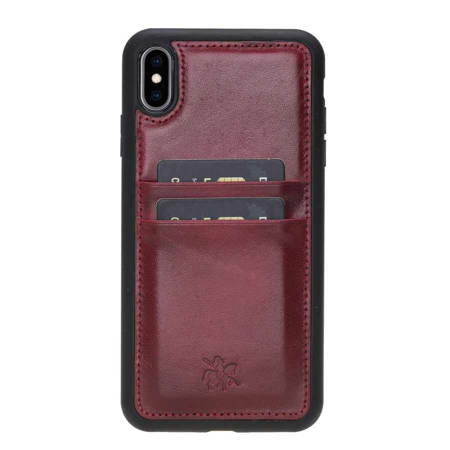 Luxury Red Leather iPhone XS Max Back Cover Case with Card Holder - Venito – 1