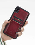 Luxury Red Leather iPhone XS Max Back Cover Case with Card Holder - Venito – 2