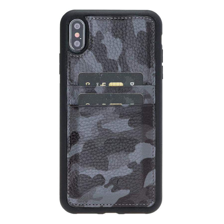Luxury Camouflage Leather iPhone XS Max Back Cover Case with Card Holder - Venito – 1