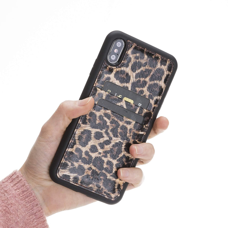 Luxury Leopard Print Leather iPhone XS Max Back Cover Case with Card Holder - Venito – 2