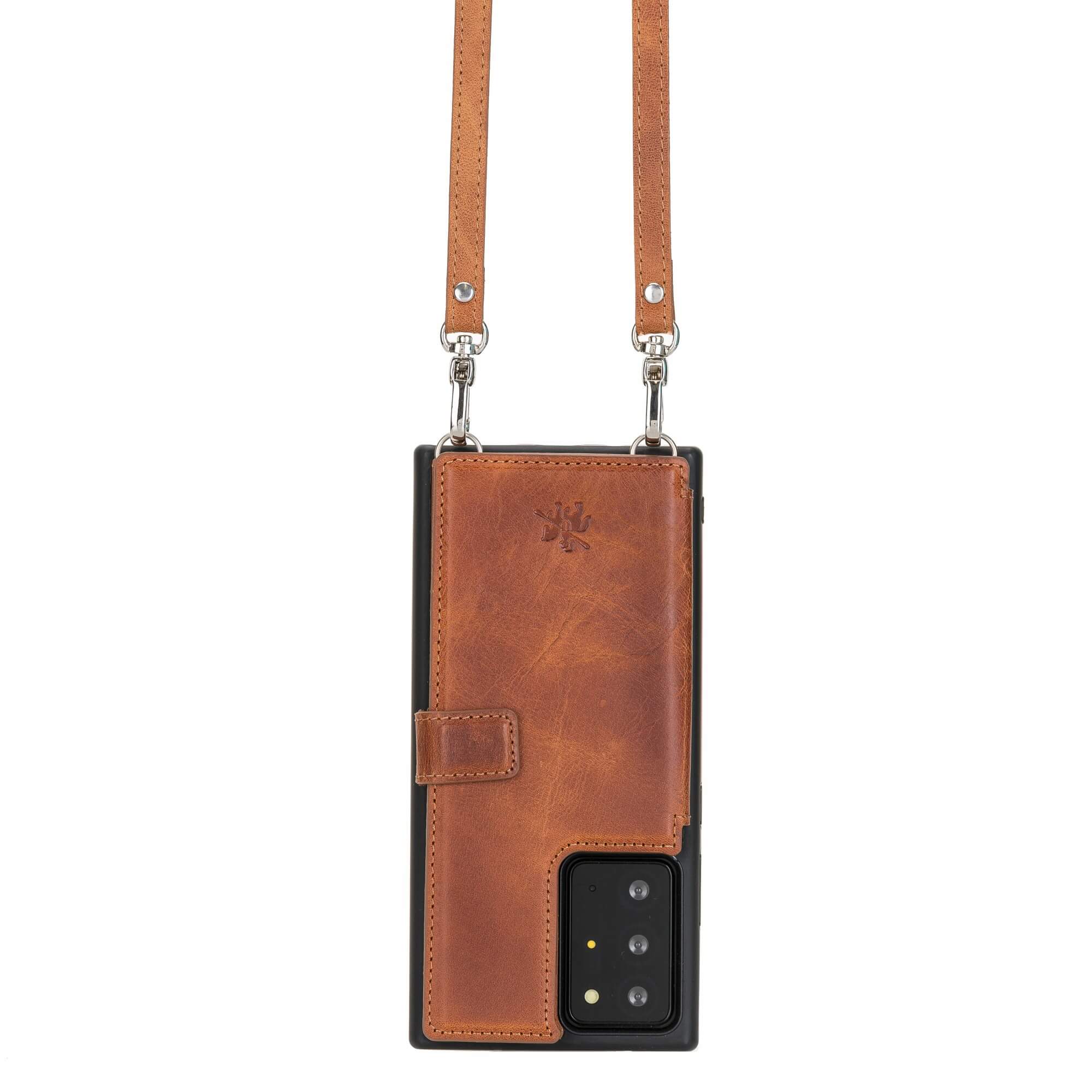 Fermo Leather Crossbody Wallet Phone Case for Galaxy Note 20 Ultra Antique Brown