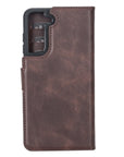 Luxury Dark Brown Leather Samsung Galaxy S21 FE Detachable Wallet Case with Card Holder - Venito - 9