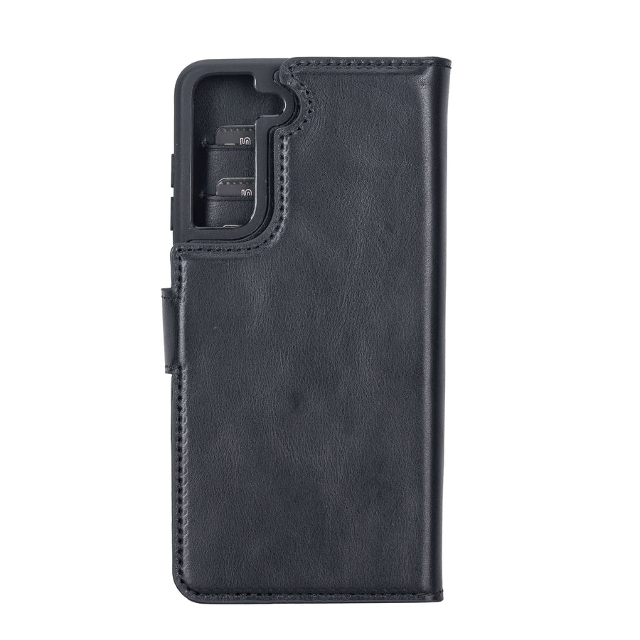 Luxury Black Leather Samsung Galaxy S21 FE Detachable Wallet Case with Card Holder - Venito - 9