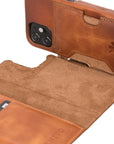 Luxury Brown Leather iPhone 12 Mini Detachable Wallet Case with Card Holder & MagSafe - Venito - 3